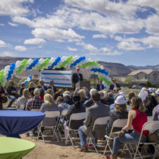 Partners speak on stage at FCL's March 18th ground break